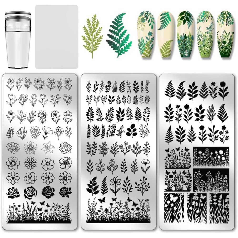 Nail Art Stamping Kit - 3 шт., пластины для штамповки ногтей